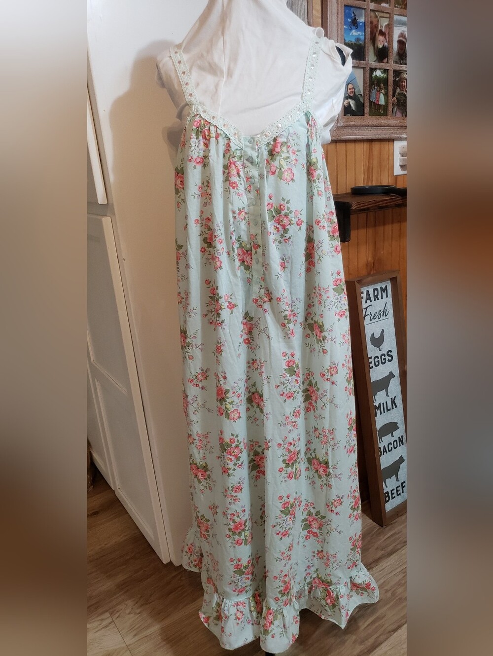Vintage Victorias Secret Country Cotton Nightgown Long Size Large